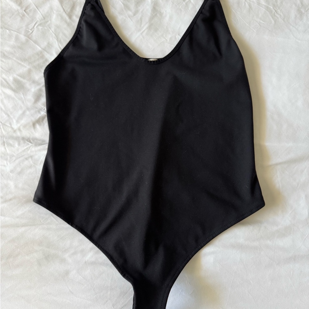 Free People Elegant Black Bodysuit